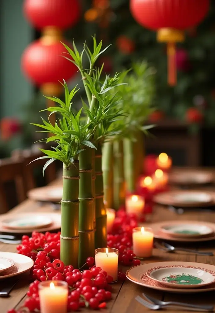 29 Lucky Bamboo Plant Decor Ideas For Good Vibes At Home - 20. Lucky Bamboo Table Decor for Parties