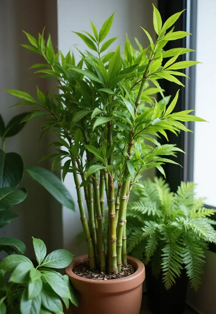 29 Lucky Bamboo Plant Decor Ideas For Good Vibes At Home - 24. Lucky Bamboo with Other Indoor Plants