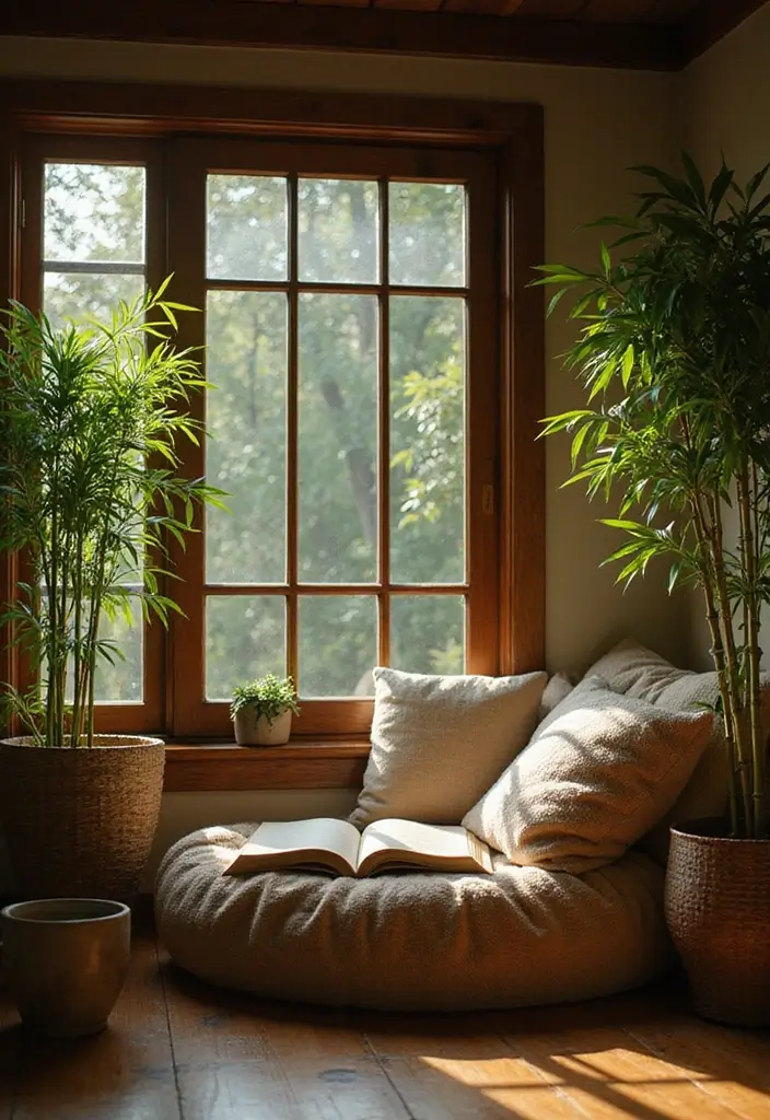 29 Lucky Bamboo Plant Decor Ideas For Good Vibes At Home - 26. Lucky Bamboo for a Cozy Reading Nook