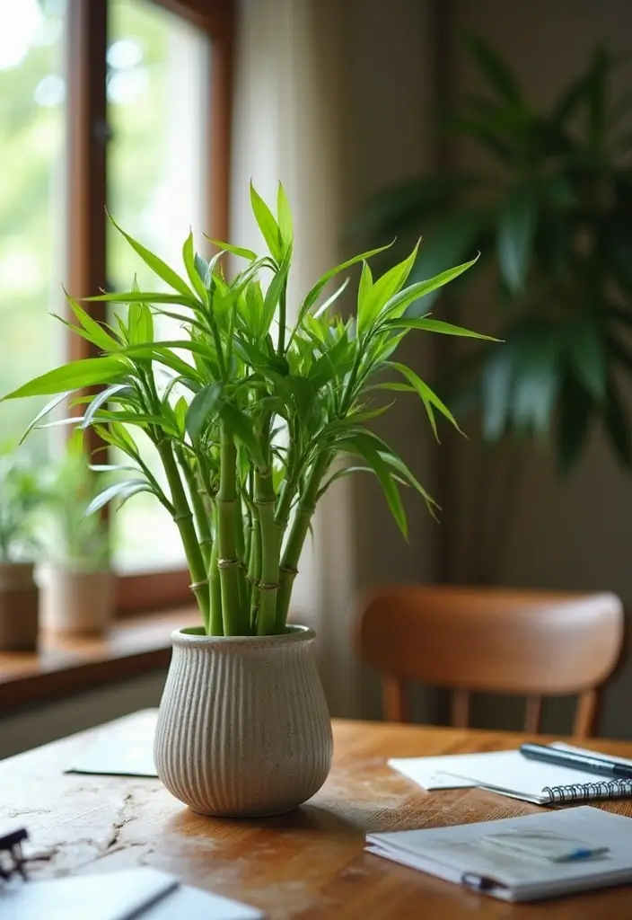 29 Lucky Bamboo Plant Decor Ideas For Good Vibes At Home - 4. Feng Shui Table Arrangement