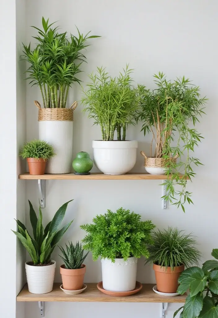 29 Lucky Bamboo Plant Decor Ideas For Good Vibes At Home - 7. Bamboo Plant Shelves