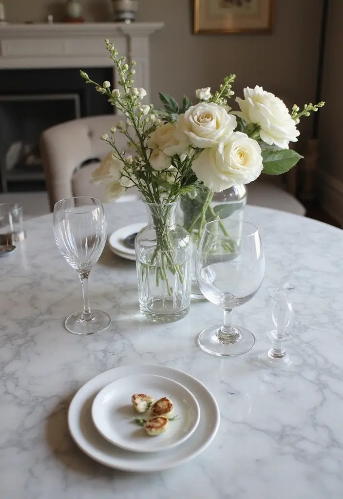 29 Marble Dining Table Decor Ideas For Sophisticated Dining 20 29 Marble Dining Table Decor Ideas For Sophisticated Dining - 12. Elegant Glass Accents