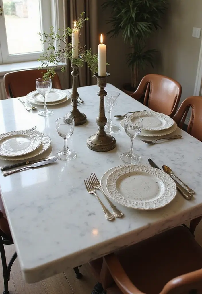 29 Marble Dining Table Decor Ideas For Sophisticated Dining 21 29 Marble Dining Table Decor Ideas For Sophisticated Dining - 13. Vintage Touches