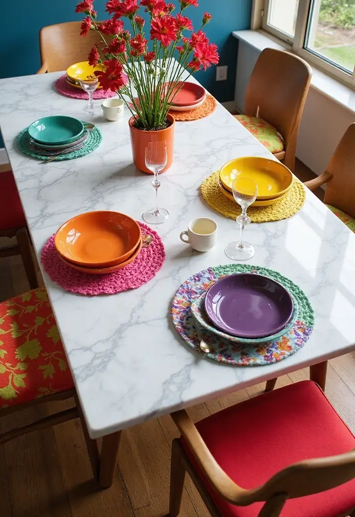 29 Marble Dining Table Decor Ideas For Sophisticated Dining 8 29 Marble Dining Table Decor Ideas For Sophisticated Dining - 2. Bold Color Accents