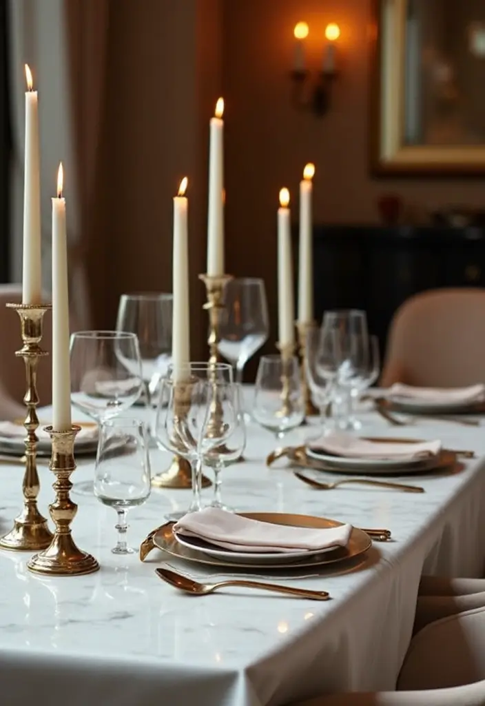 29 Marble Dining Table Decor Ideas For Sophisticated Dining 10 29 Marble Dining Table Decor Ideas For Sophisticated Dining - 4. Metallic Accents
