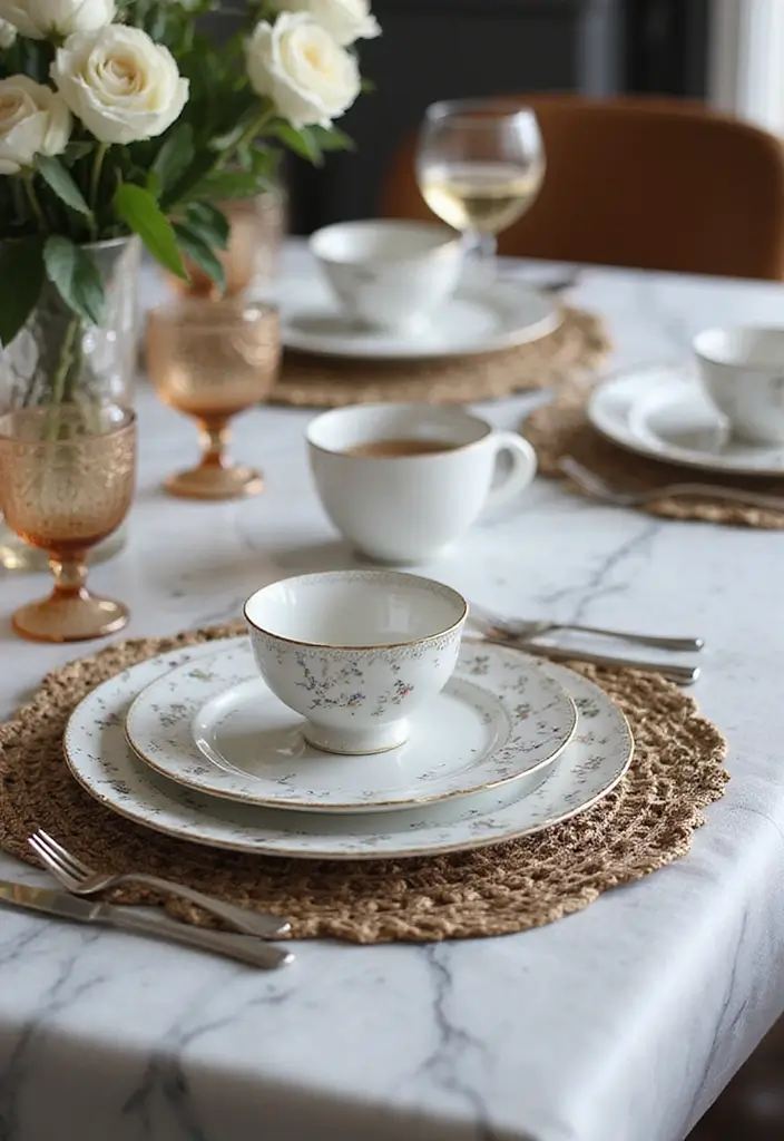 29 Marble Dining Table Decor Ideas For Sophisticated Dining 16 29 Marble Dining Table Decor Ideas For Sophisticated Dining - 8. Layered Table Settings