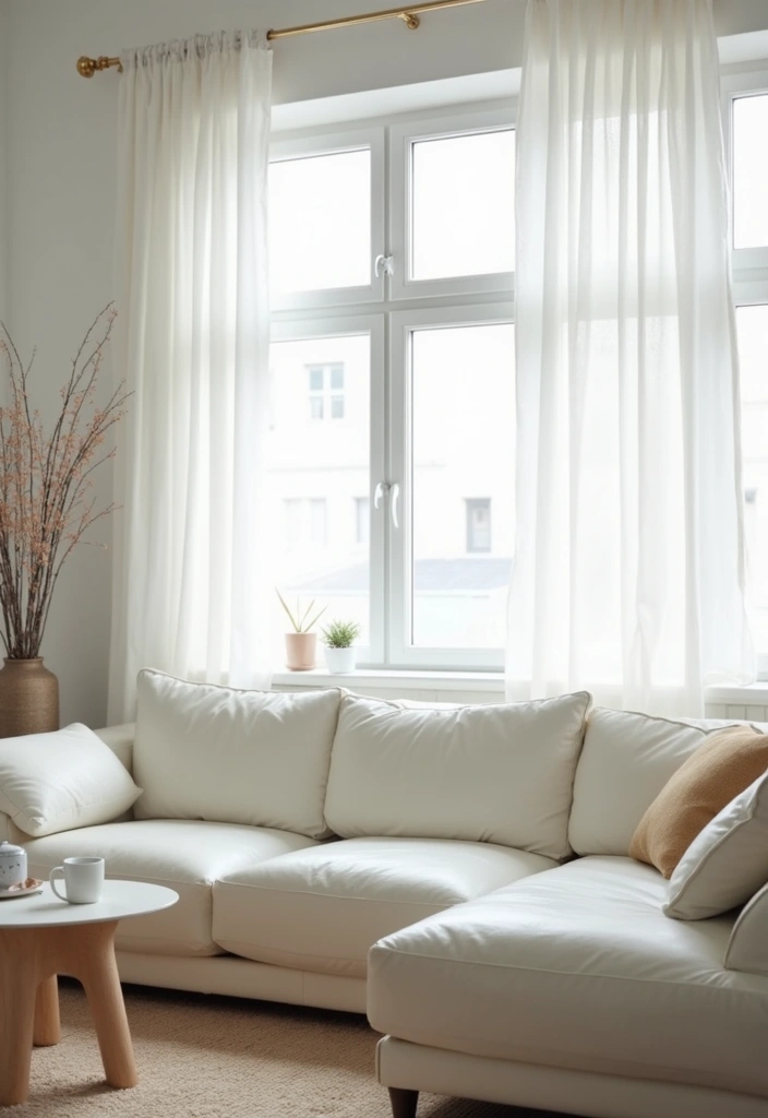 29 White Leather Sofa Decor Ideas For Elegant Living Rooms 32 29 White Leather Sofa Decor Ideas For Elegant Living Rooms - 12. Beautiful Window Treatments