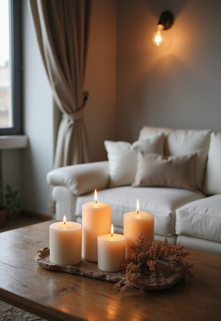 29 White Leather Sofa Decor Ideas For Elegant Living Rooms 71 29 White Leather Sofa Decor Ideas For Elegant Living Rooms - 21. Elevated Candle Displays