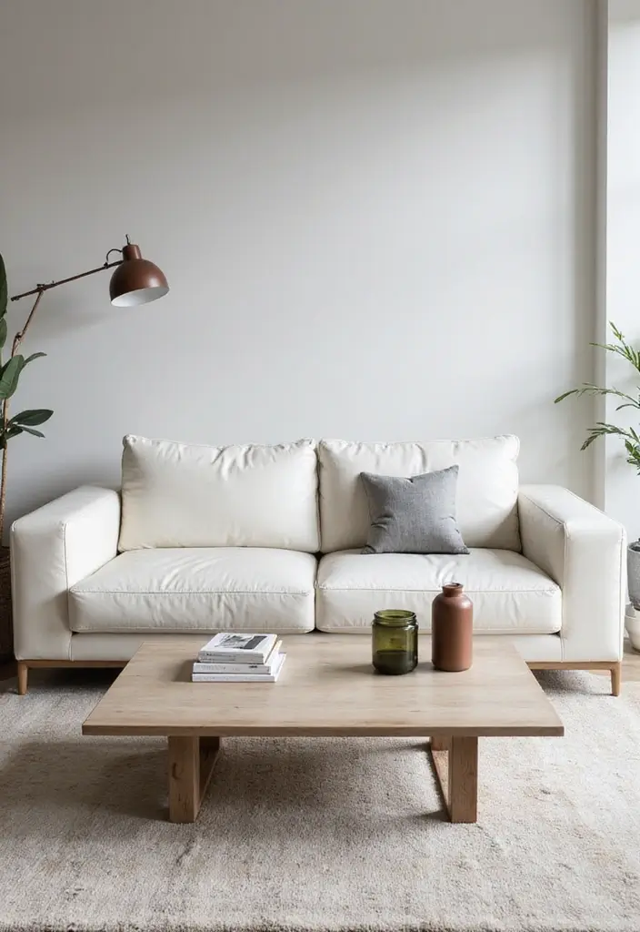 29 White Leather Sofa Decor Ideas For Elegant Living Rooms 17 29 White Leather Sofa Decor Ideas For Elegant Living Rooms - 7. Minimalist Coffee Tables