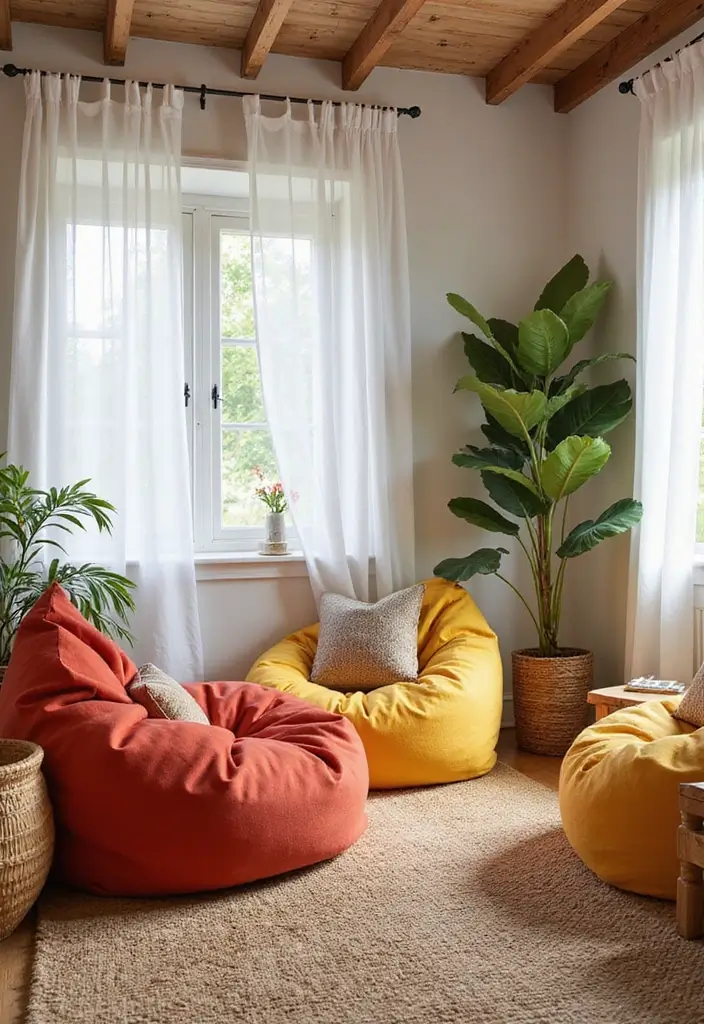 30+ Bamboo Living Room Decor Ideas For A Zen Aesthetic - 15. Bamboo Bean Bags