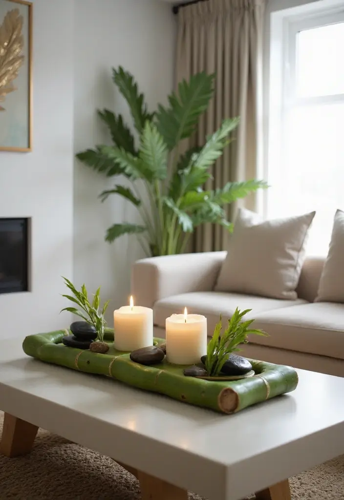 30+ Bamboo Living Room Decor Ideas For A Zen Aesthetic - 16. Bamboo Centerpieces