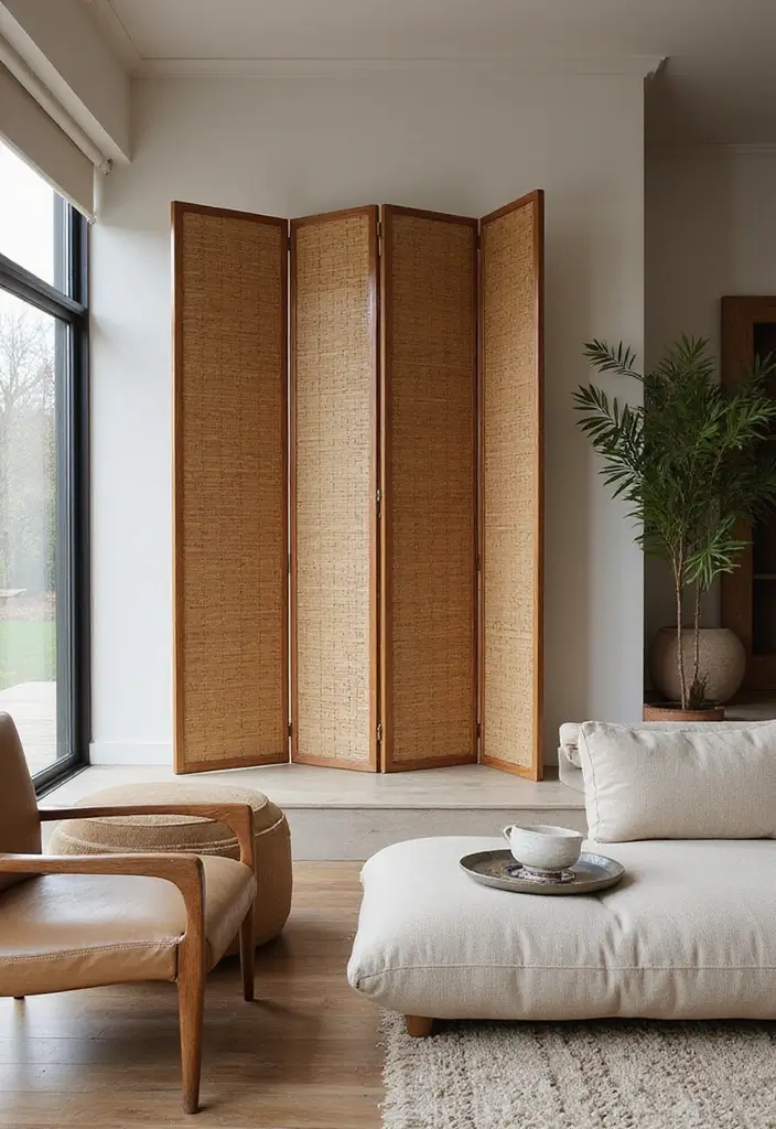 30+ Bamboo Living Room Decor Ideas For A Zen Aesthetic - 21. Bamboo Folding Screens