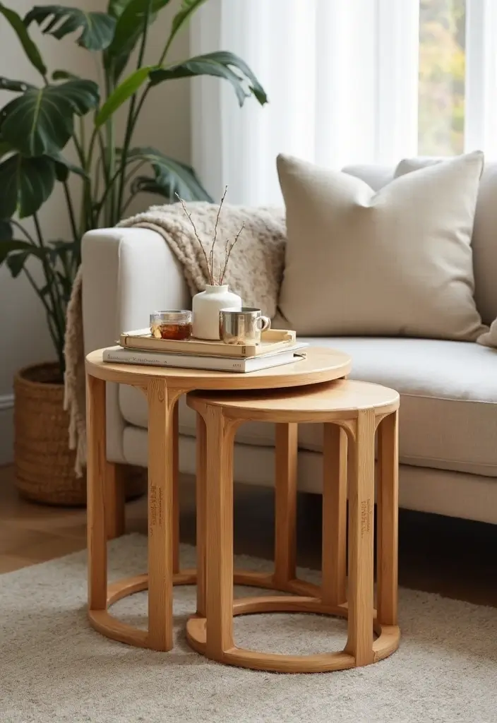 30+ Bamboo Living Room Decor Ideas For A Zen Aesthetic - 25. Bamboo Nested Tables