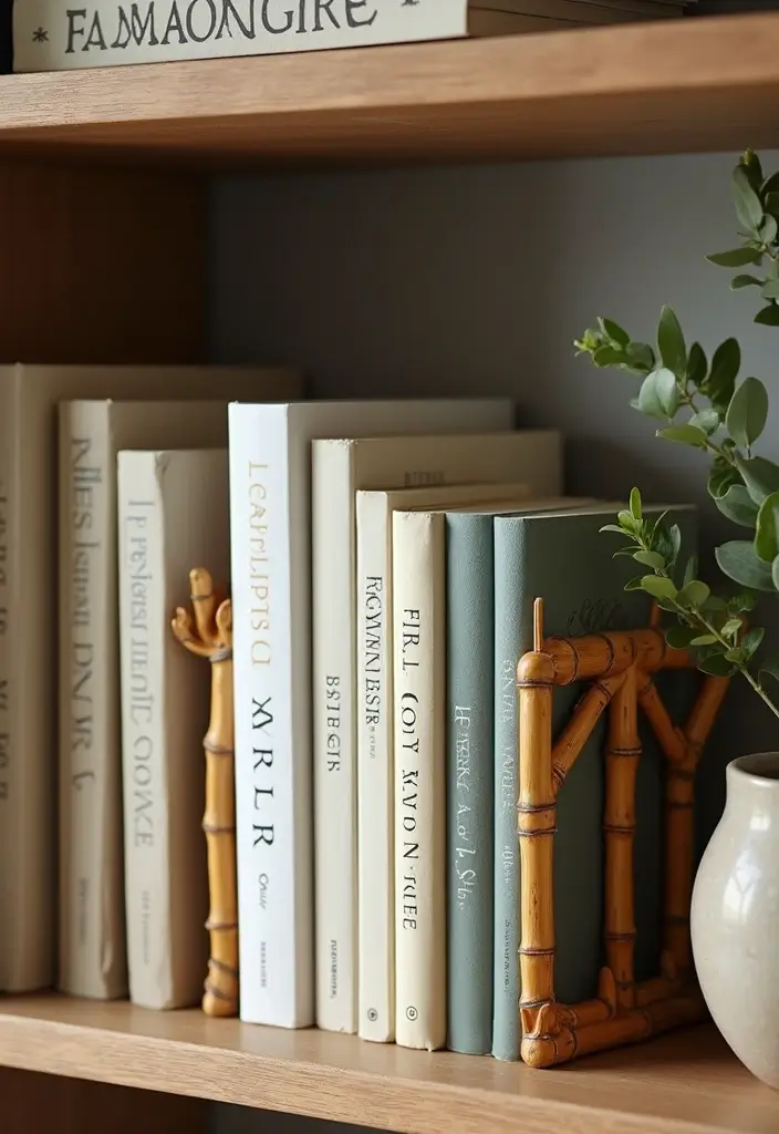30+ Bamboo Living Room Decor Ideas For A Zen Aesthetic - 26. Bamboo Bookends