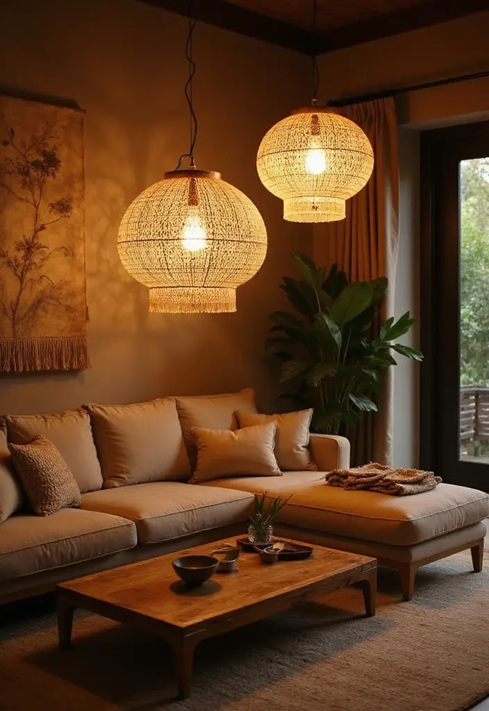 30+ Bamboo Living Room Decor Ideas For A Zen Aesthetic - 5. Bamboo Lighting Fixtures
