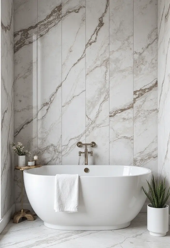 30+ Black And White Marble Bathroom Decor Ideas For Modern Homes 27 30+ Black And White Marble Bathroom Decor Ideas For Modern Homes - 13. Marble Tile Accent Walls