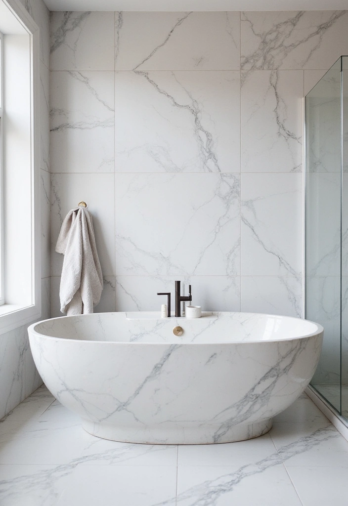 30+ Black And White Marble Bathroom Decor Ideas For Modern Homes 2 30+ Black And White Marble Bathroom Decor Ideas For Modern Homes - 2. Luxurious Marble Bathtubs
