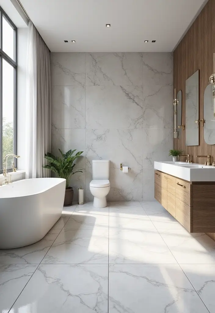30+ Black And White Marble Bathroom Decor Ideas For Modern Homes 49 30+ Black And White Marble Bathroom Decor Ideas For Modern Homes - 21. Marble-Inspired Flooring