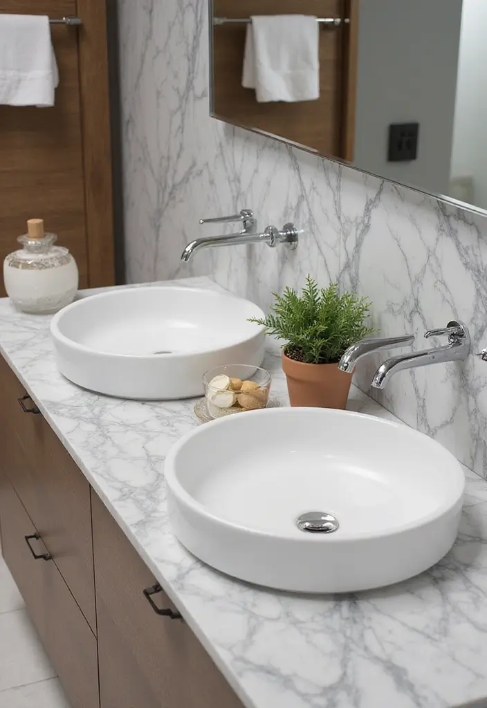 30+ Black And White Marble Bathroom Decor Ideas For Modern Homes 3 30+ Black And White Marble Bathroom Decor Ideas For Modern Homes - 3. Marble Vanity Countertops