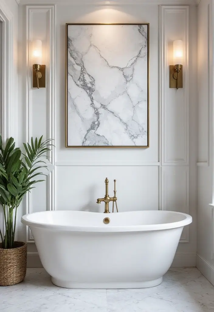 30+ Black And White Marble Bathroom Decor Ideas For Modern Homes 6 30+ Black And White Marble Bathroom Decor Ideas For Modern Homes - 6. Statement Marble Wall Art