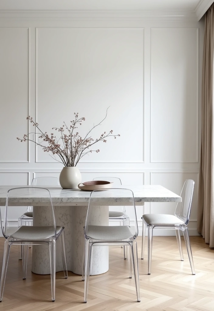 30+ Dining Room Decor Ideas Featuring Marble Tables 1 30+ Dining Room Decor Ideas Featuring Marble Tables - 1. Minimalist Marvels