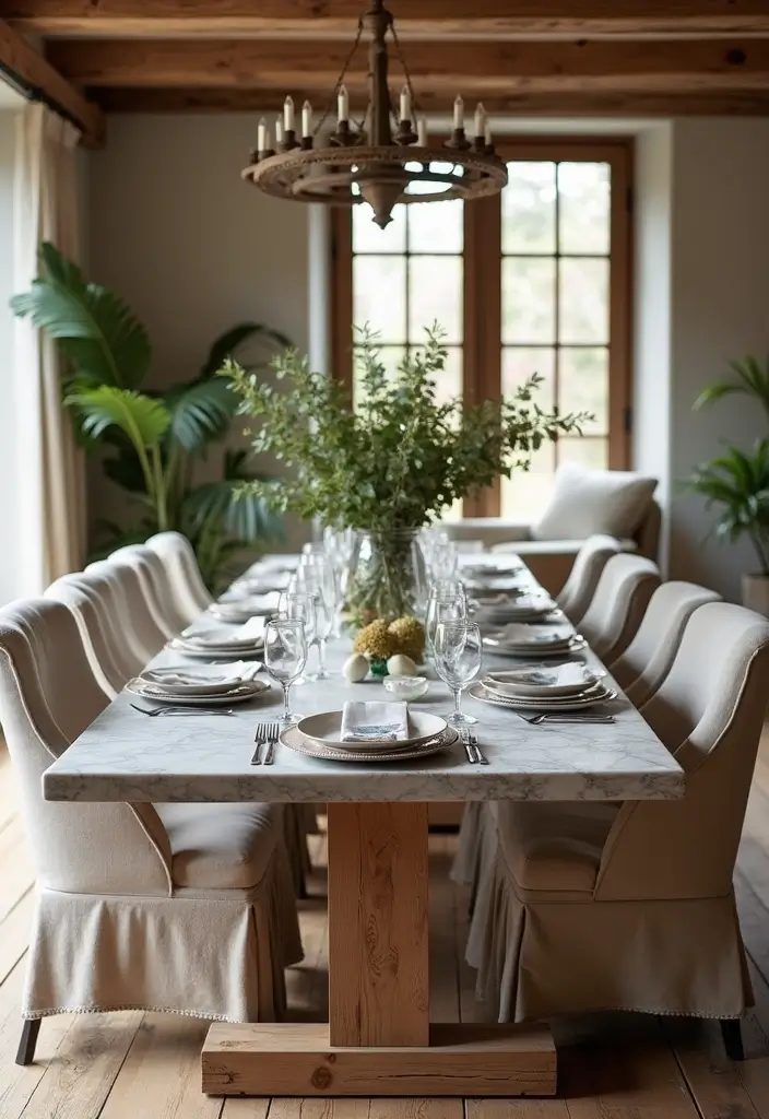 30+ Dining Room Decor Ideas Featuring Marble Tables 8 30+ Dining Room Decor Ideas Featuring Marble Tables - 2. Rustic Elegance