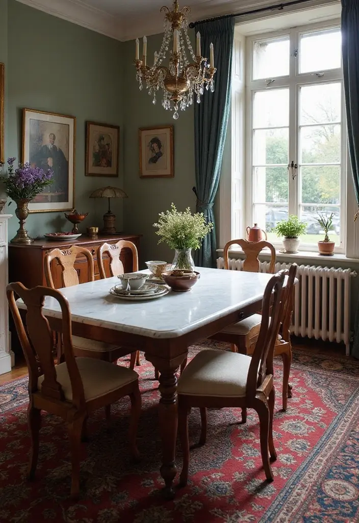 30+ Dining Room Decor Ideas Featuring Marble Tables 41 30+ Dining Room Decor Ideas Featuring Marble Tables - 21. Family Heirlooms