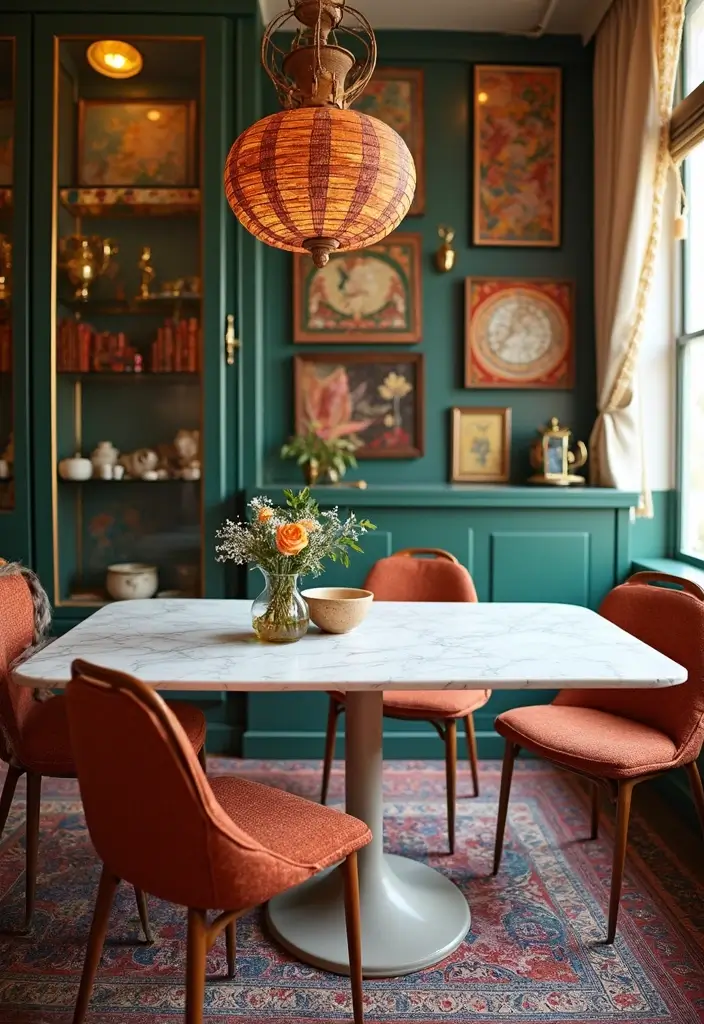 30+ Dining Room Decor Ideas Featuring Marble Tables 42 30+ Dining Room Decor Ideas Featuring Marble Tables - 22. Global Inspirations