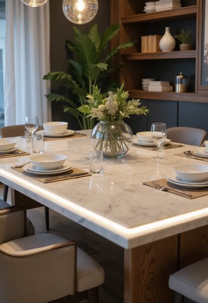30+ Dining Room Decor Ideas Featuring Marble Tables 66 30+ Dining Room Decor Ideas Featuring Marble Tables - 28. High-Tech Features