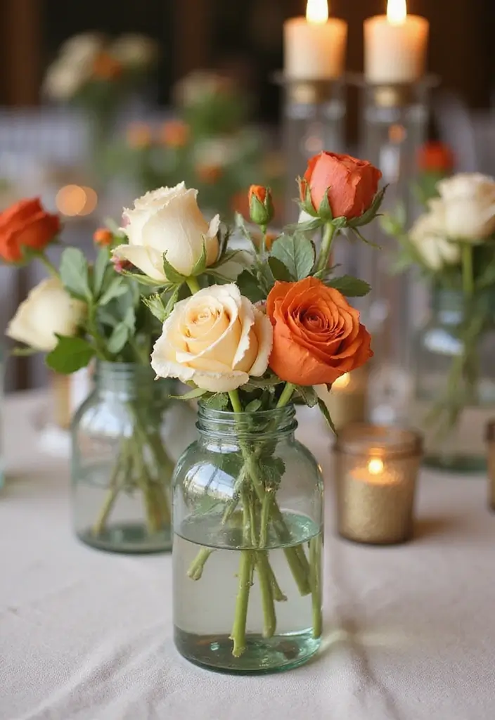 30+ Industrial Chic Wedding Decor Ideas For Modern Couples - 12. Recycled Glass Centerpieces