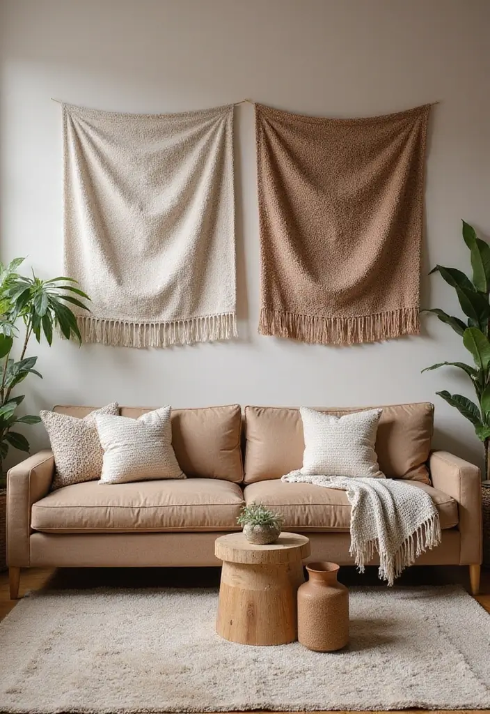 30+ Living Room Wall Decor Ideas With Industrial Charm 95 30+ Living Room Wall Decor Ideas With Industrial Charm - 19. Textured Fabrics