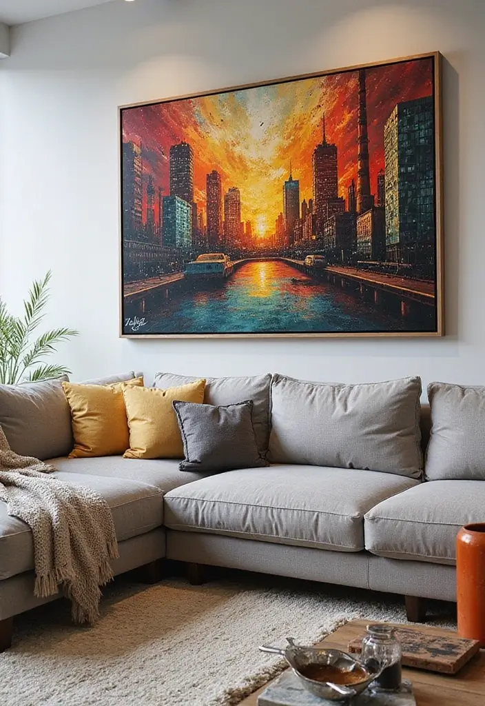 30+ Living Room Wall Decor Ideas With Industrial Charm 111 30+ Living Room Wall Decor Ideas With Industrial Charm - 23. Artwork with Industrial Themes