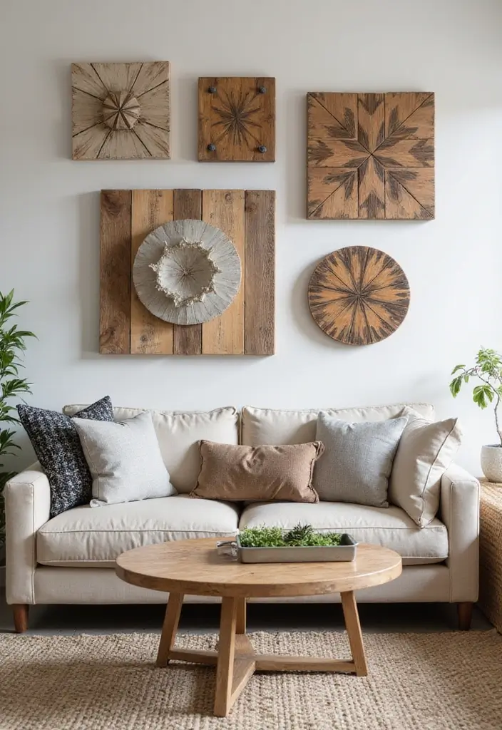 30+ Living Room Wall Decor Ideas With Industrial Charm 127 30+ Living Room Wall Decor Ideas With Industrial Charm - 29. DIY Wood and Metal Decor
