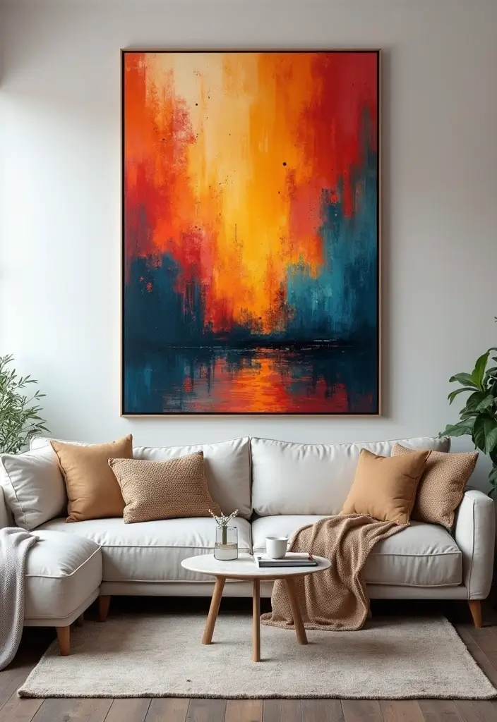 30+ Living Room Wall Decor Ideas With Industrial Charm 10 30+ Living Room Wall Decor Ideas With Industrial Charm - 4. Large-Scale Artwork