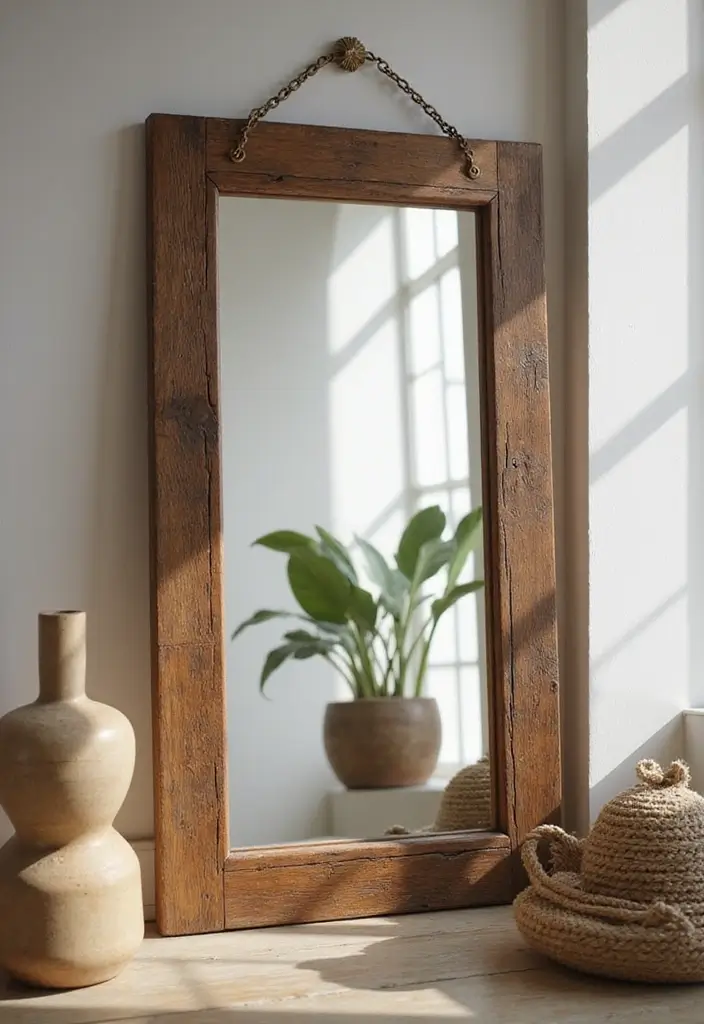 30+ Living Room Wall Decor Ideas With Industrial Charm 32 30+ Living Room Wall Decor Ideas With Industrial Charm - 8. Rustic Mirrors