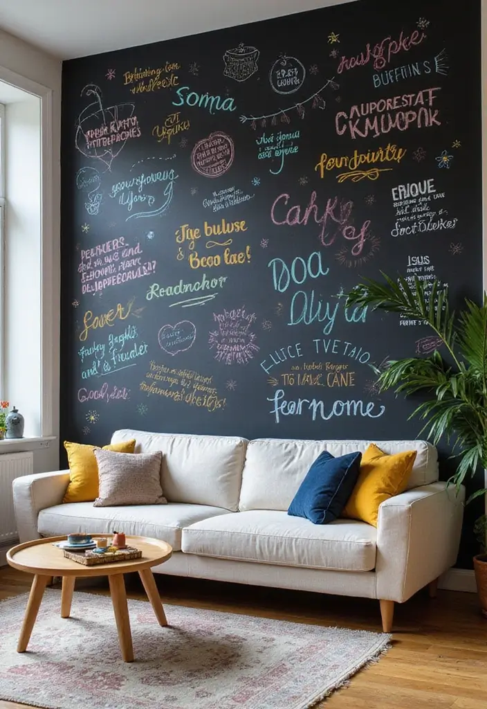 30+ Living Room Wall Decor Ideas With Industrial Charm 39 30+ Living Room Wall Decor Ideas With Industrial Charm - 9. Chalkboard Walls