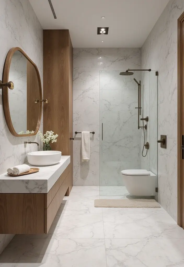 30+ Marble Bathroom Decor Ideas For Spa-Like Spaces 59 30+ Marble Bathroom Decor Ideas For Spa-Like Spaces - 15. Layering Textures with Marble