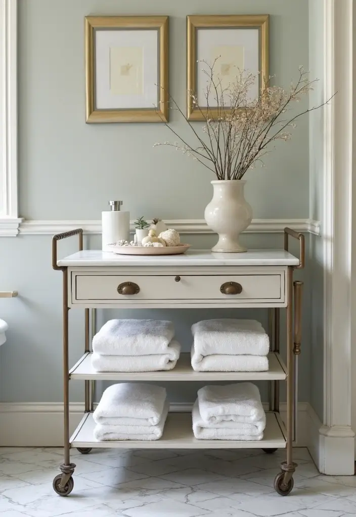 30+ Marble Bathroom Decor Ideas For Spa-Like Spaces 69 30+ Marble Bathroom Decor Ideas For Spa-Like Spaces - 17. Marble-Topped Bathroom Carts