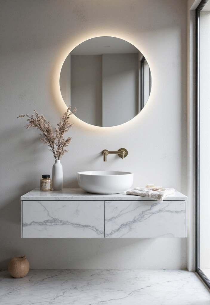 30+ Marble Bathroom Decor Ideas For Spa-Like Spaces 99 30+ Marble Bathroom Decor Ideas For Spa-Like Spaces - 23. Marble Floating Vanities
