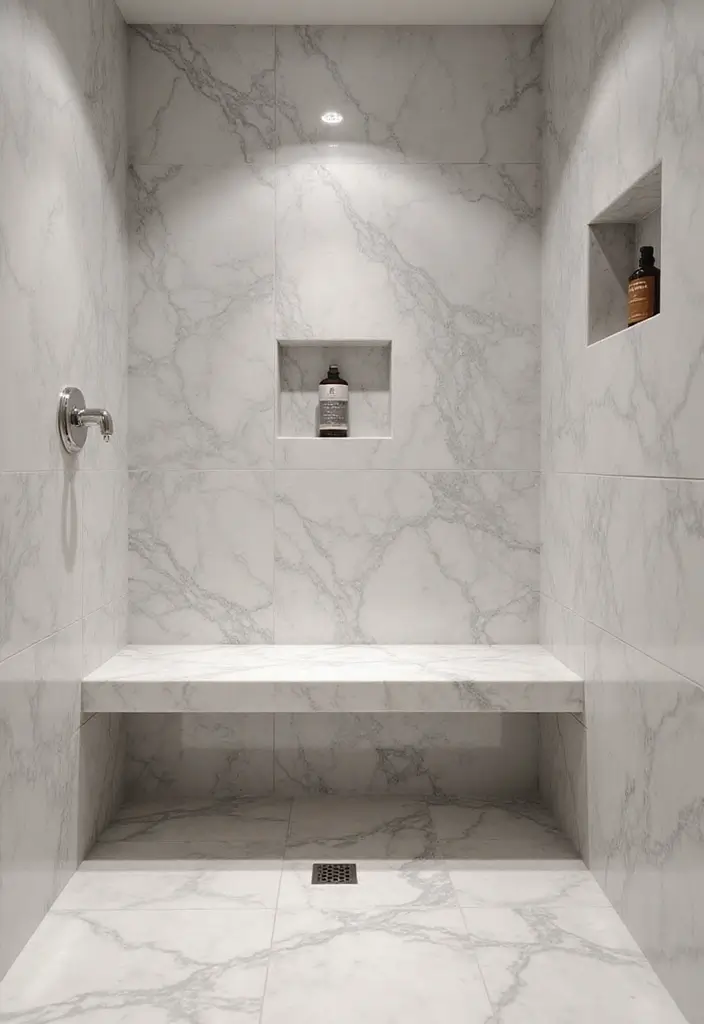 30+ Marble Bathroom Decor Ideas For Spa-Like Spaces 101 30+ Marble Bathroom Decor Ideas For Spa-Like Spaces - 25. Marble Shower Benches