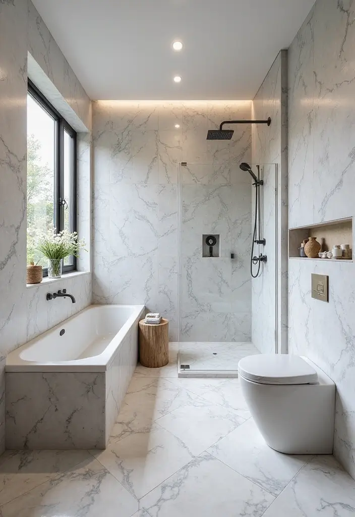 30+ Marble Bathroom Decor Ideas For Spa-Like Spaces 102 30+ Marble Bathroom Decor Ideas For Spa-Like Spaces - 26. Geometric Marble Patterns