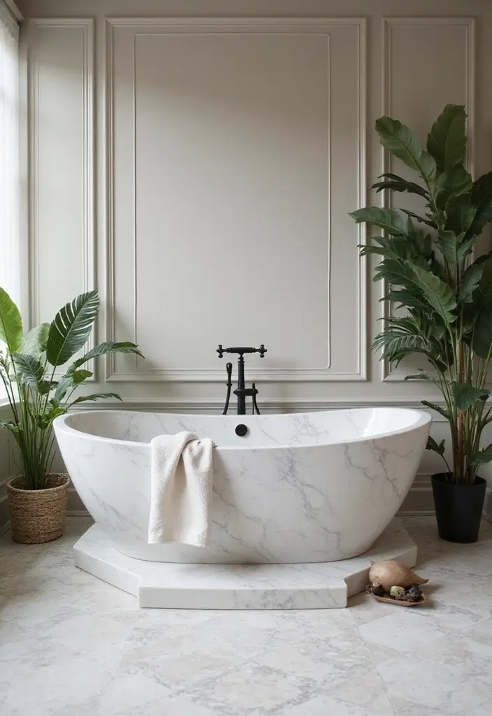 30+ Marble Bathroom Decor Ideas For Spa-Like Spaces 22 30+ Marble Bathroom Decor Ideas For Spa-Like Spaces - 4. Statement Marble Bathtubs