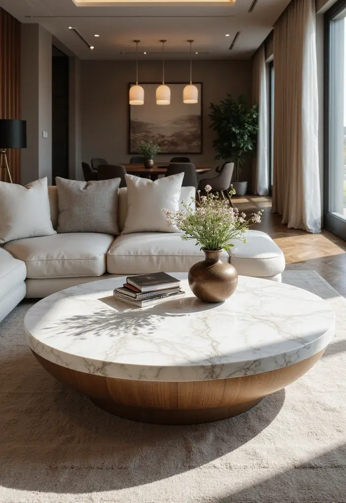 30+ Marble Wall Decor Ideas For Elegant Living Rooms 17 30+ Marble Wall Decor Ideas For Elegant Living Rooms - 11. Marble Coffee Tables