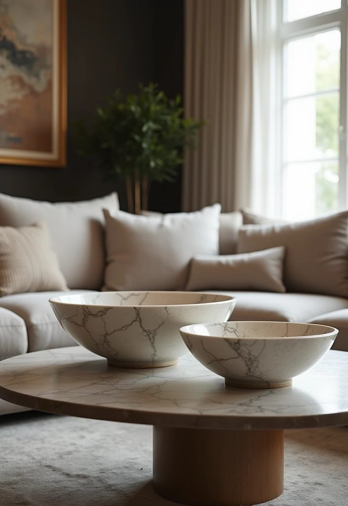 30+ Marble Wall Decor Ideas For Elegant Living Rooms 26 30+ Marble Wall Decor Ideas For Elegant Living Rooms - 14. Marble Decorative Bowls