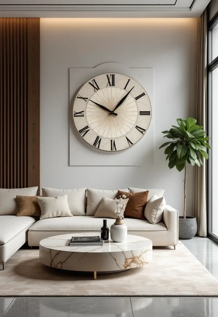 30+ Marble Wall Decor Ideas For Elegant Living Rooms 43 30+ Marble Wall Decor Ideas For Elegant Living Rooms - 21. Marble Clock Designs