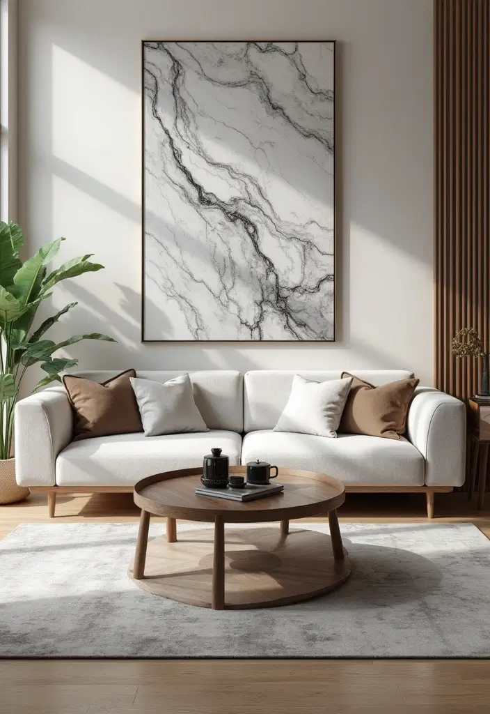 30+ Marble Wall Decor Ideas For Elegant Living Rooms 62 30+ Marble Wall Decor Ideas For Elegant Living Rooms - 26. Marble Inspired Artwork
