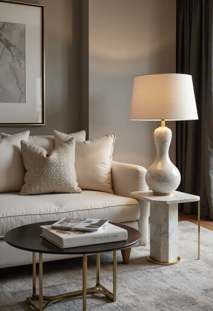 30+ Marble Wall Decor Ideas For Elegant Living Rooms 68 30+ Marble Wall Decor Ideas For Elegant Living Rooms - 28. Marble Table Lamps