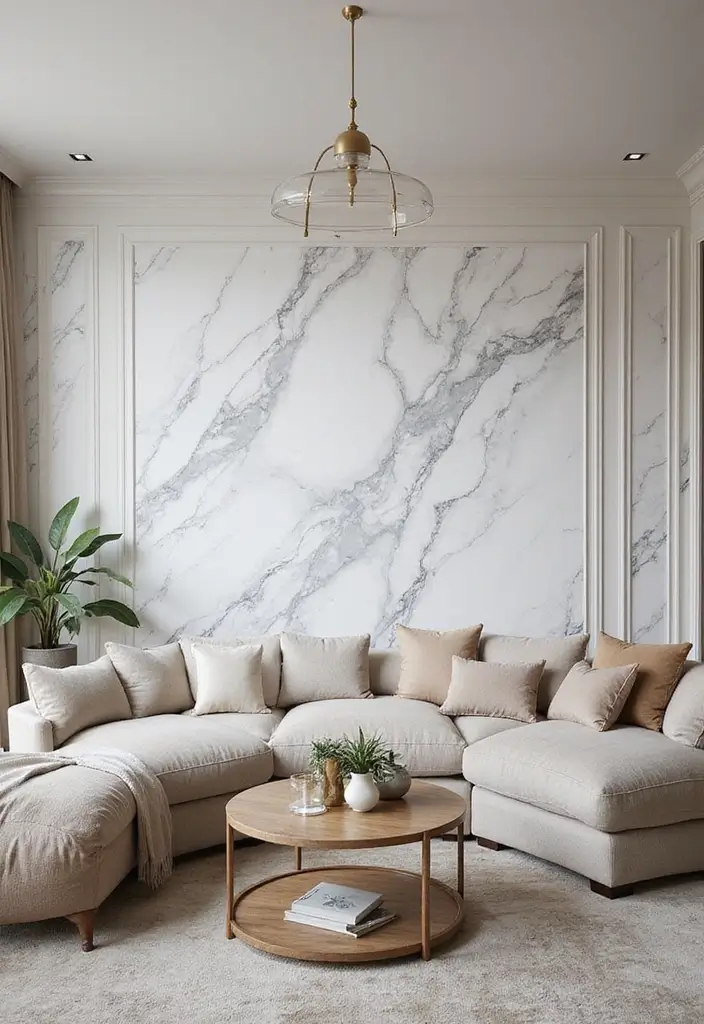 30+ Marble Wall Decor Ideas For Elegant Living Rooms 11 30+ Marble Wall Decor Ideas For Elegant Living Rooms - 5. Marble-Inspired Wallpaper