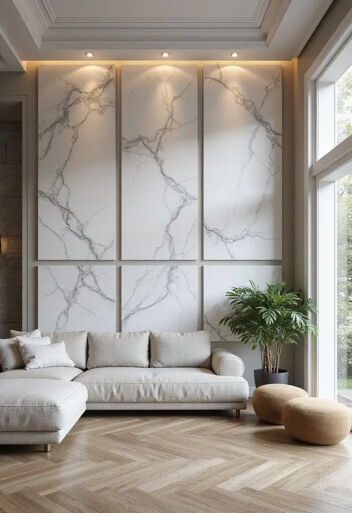 30+ Marble Wall Decor Ideas For Elegant Living Rooms 12 30+ Marble Wall Decor Ideas For Elegant Living Rooms - 6. Marble Wall Panels