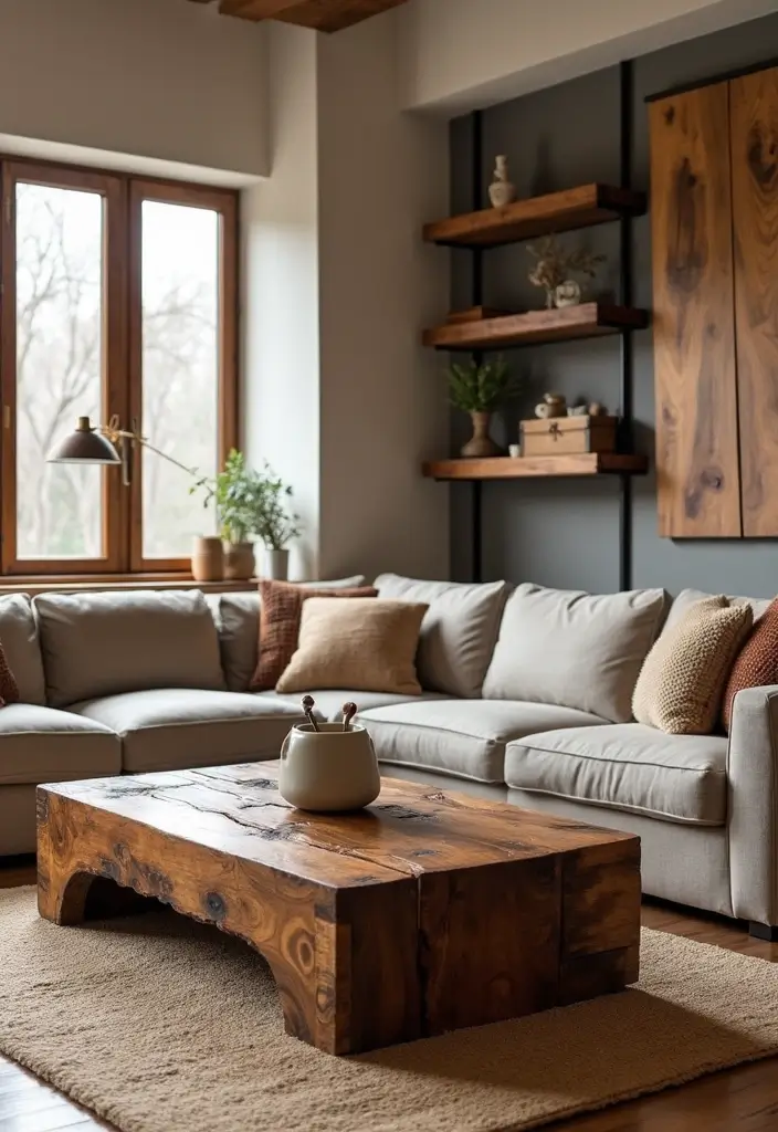 30+ Modern Industrial Living Room Decor Ideas With Character 1 30+ Modern Industrial Living Room Decor Ideas With Character - 1. Rustic Wood Accents